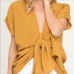 She + Sky Tie Front Blouse